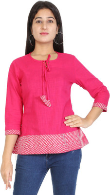 DhanNath Casual Printed Women Pink Top