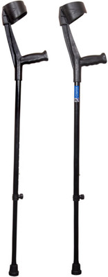 KENKO mobility i-6ee ZED BLACK, ELBOW CRUTCH BEST IN QUALITIY, HEIGHT ADJUSTABLE, UNIVERSAL Walking Stick (pack of 2) Walking Stick