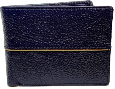 JL Collections Men Blue Genuine Leather Wallet(10 Card Slots)