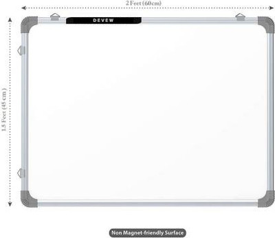 Devew Non Magnetic Melamine 1.5X2 Feet Non-Magnetic Whiteboard|One Side Whiteboard Surface and Other Side Green Chalk Board Surface| Whiteboards(White)