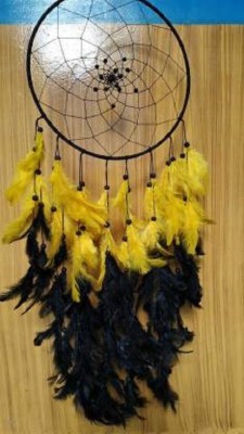 lucky dream crafts Feather, Wood Windchime(30 inch, Yellow, Black)