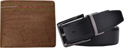 MEXUS Wallet & Belt Combo(Brown, Black)