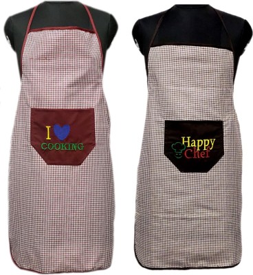 JMI Polyester Chef's Apron - Free Size(Maroon, Brown, Pack of 2)