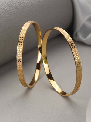 Priyaasi Brass Silver Bangle Set(Pack of 2)