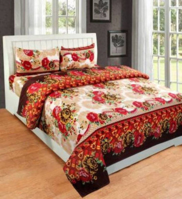 FRSH TEXO FAB 144 TC Microfiber Double Floral Flat Bedsheet(Pack of 1, Multicolor)