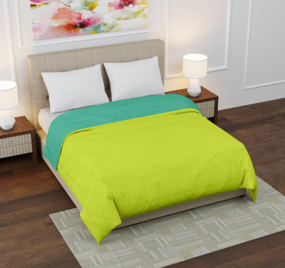 RAASO Solid Double Comforter for  Mild Winter(Microfiber, Aqua Blue & Olive Green)