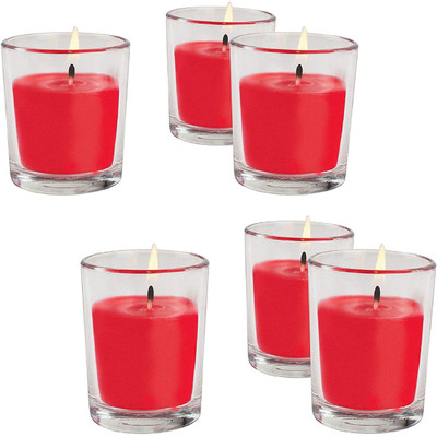Flipkart SmartBuy Votive Glass Candles Pack of 6 - Scented (Strawberry) Candle(Red, Pack of 6)