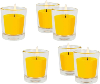 Flipkart SmartBuy Votive Glass Candles Pack of 6 - Scented (Lemon) Candle(Yellow, Pack of 6)