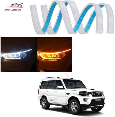 AuTO ADDiCT Car Headlight LED DRL - Daytime Running Light (Turn Signal Yellow,White) For Mahindra S Car Fancy Lights(White, Yellow)