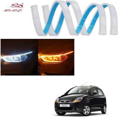 AuTO ADDiCT Car Headlight LED DRL - Daytime Running Light (Turn Signal Yellow,White) For Chevrolet Matiz Car Fancy Lights(White, Yellow)