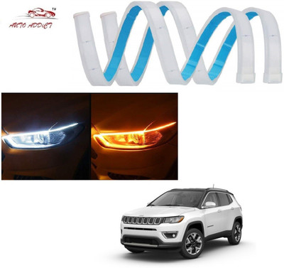 AuTO ADDiCT Car Headlight LED DRL - Daytime Running Light (Turn Signal Yellow,White) For Compass Car Fancy Lights(White, Yellow)