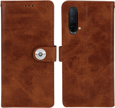 BOZTI Flip Cover for Oneplus Nord CE 5G(Brown, Dual Protection, Pack of: 1)