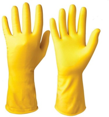 Strobine Men's & Women's Hand Protective Cleaning Gloves For House Use,Kitchen Clean,Garden And Hand Safety Gloves For Unisex Red Protection Golve Hand Long Care Sleev For Women Men Girls Special Colour Natural Rubber Latex House Cleaning Yellow Soft Comfortable Rubber Household Gloves / Long Sleeve