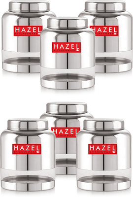 HAZEL Steel Grocery Container  - 2000 ml(Pack of 6, Silver)