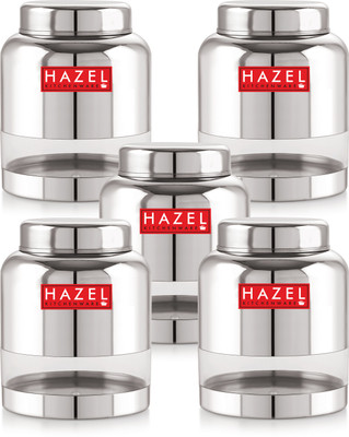 HAZEL Steel Grocery Container  - 1500 ml(Pack of 5, Silver)