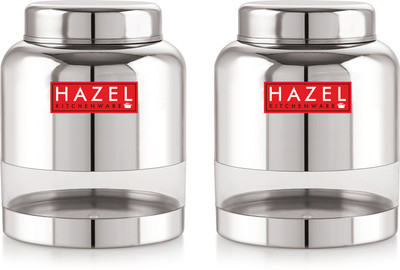 HAZEL Steel Grocery Container  - 1500 ml(Pack of 2, Silver)