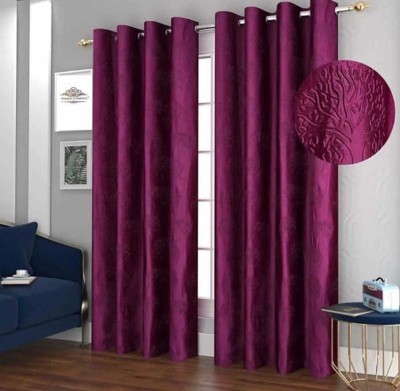 Vintage Gallery 153 cm (5 ft) Polyester Semi Transparent Window Curtain (Pack Of 2)(Solid, Wine)
