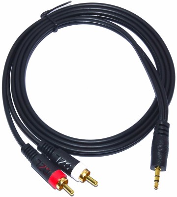 ULTRABYTES  TV-out Cable Audio Video 2RCA Stereo Cables with 3.5mm Aux Jack for Home Theaters, Music players, Set-up Boxes, DVD players, Speakers and LCD/LED TVs(Black, For TV)