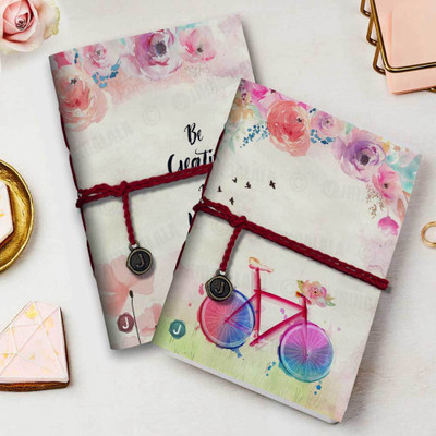 alDivo Handmade Designer A5 Diary Unruled 160 Pages(Pink, Pack of 2)