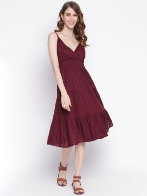 MADARI Women A-line Maroon Dress