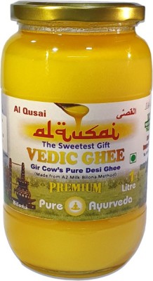 Al Qusai Ghee, Gir Cow's Pure Desi Ghee (Made From Organic A2 Milk-Bilona Method) Ghee 1 Litre (905g) Glass Bottle Ghee 1 L Glass Bottle