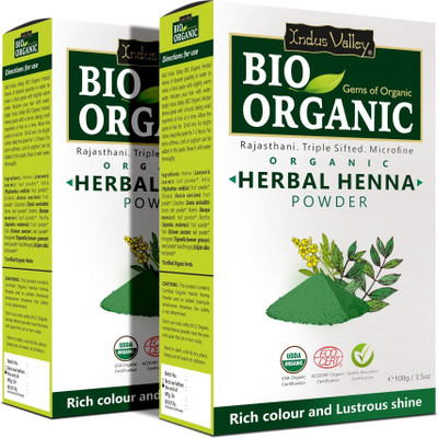 Indus Valley Bio Organic Natural Herbal Henna Powder For Hair Color(200 g)