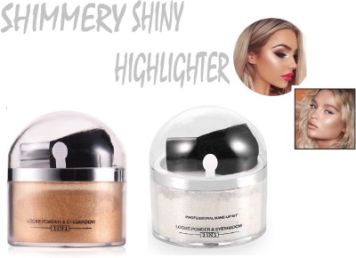 tanvi27 Best Silver And Gold Shiny Face Makeup Shimmer Powdery  Highlighter(Silver, Gold)