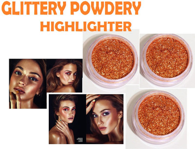 tanvi27 Highlighter Powdery Makeup Illuminator Face Glow Highlight Brighten Shimmer Make For Professional Look Copper Gold Combo OF 3 Highlighter(Copper Gold)