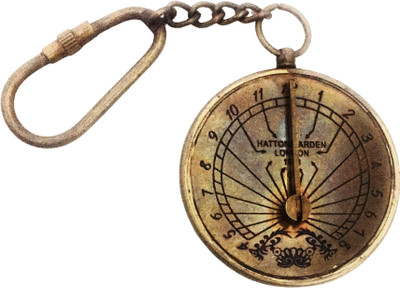 Shoptreed Antique Finish Brass Sundial Key Chain