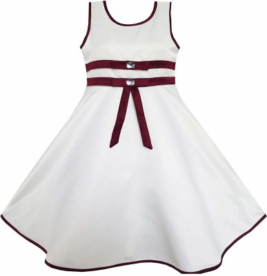 Sunlook Midi/Knee Length Casual Dress(White, Sleeveless)