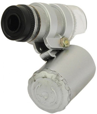 rci Mini Pocket 60 X Microscope UV Currency Detector With Illuminated LED Lights YES 60x glass(Silver)