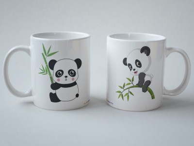 purezento Mr. Panda & Miss Panda gift for brother sister on Rakhsa Bandhan Ceramic Coffee Mug(350 ml, Pack of 2)