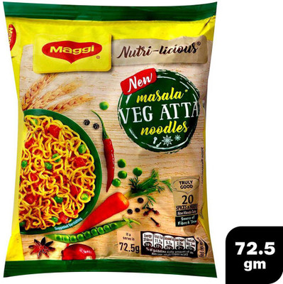 Maggi New Masala Veg Atta (Pack of 12) Instant Noodles Vegetarian(12 x 72.5 g)