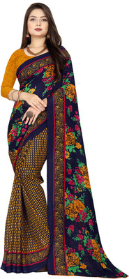 Anand Sarees Geometric Print, Floral Print Daily Wear Georgette Saree(Yellow)