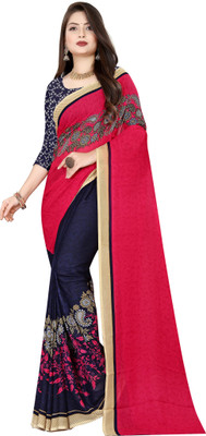 Anand Sarees Printed, Paisley, Floral Print Daily Wear Georgette Saree(Pink)