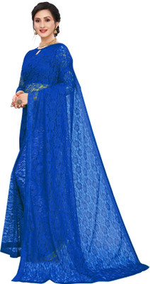 SAREEYA16 Self Design Bollywood Net, Jacquard Saree(Blue)
