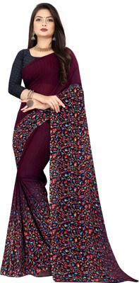Anand Sarees Floral Print Daily Wear Georgette Saree(Magenta)