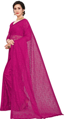 SAREEYA16 Self Design Bollywood Net, Jacquard Saree(Pink)