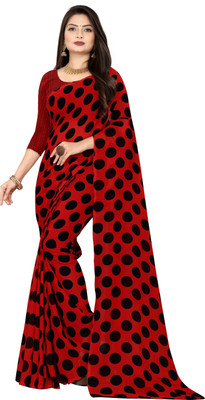 Anand Sarees Printed, Polka Print Daily Wear Georgette Saree(Red)