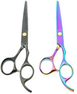 Barber Hair Cutting Scissors Hairdressing Styling + Cutting Scissors ( ultraviolet And black Colour) Scissors(Set of 2, ultraviolet And black Colour)