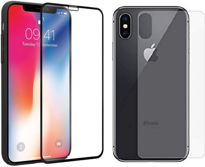 Mobilive Front and Back Tempered Glass for iPhone X Front Edge to Edge Glass & Back Screen Guard(Pack of 2)