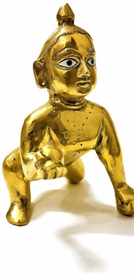 ADOWIK Laddu Gopal Brass Idol/Bal Gopal/Thakur Ji Peetal Murti 1 no. (2.20) inch Decorative Showpiece  -  5.58 cm(Brass, Gold)