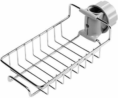 SEASPIRIT Stainless Steel Kitchen Faucet Sink Sponge Hanging Tap Storage Holder Rack/Shelf Accessories Organizer Stainless Steel Wall Shelf(Number of Shelves - 1, Silver)