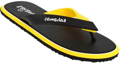 Relaxo Bahamas Men Slippers(Black, Yellow , 7)