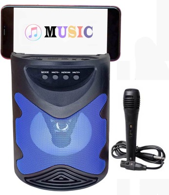Worricow Brand New Ultra 3D BASS Portable wireless karaoke speaker with mic, In-built DJ light| Water resistant| Extra Baas Stereo sound quality | Carry Handle-Travel | mini Home theatre MP3 Player(Blue, 5 Display)