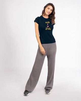 BEWAKOOF Printed Women Round Neck Blue T-Shirt