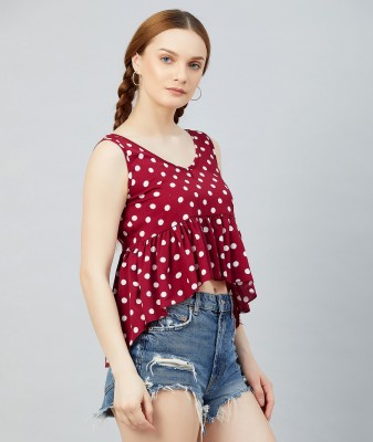 Chimpaaanzee Casual Printed Women White, Maroon Top