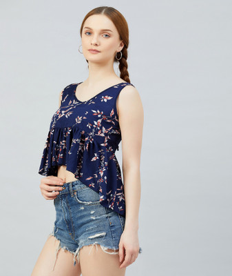 Chimpaaanzee Casual Printed Women Dark Blue Top