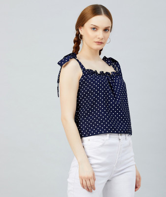 Chimpaaanzee Casual Printed Women Dark Blue, White Top