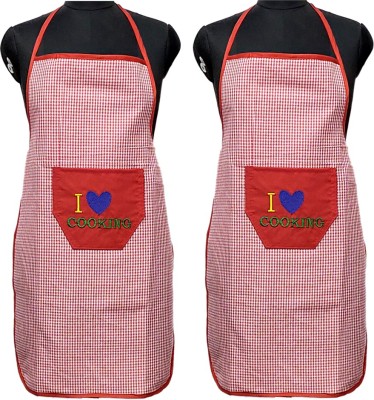 JMI Polyester Chef's Apron - Free Size(Red, Pack of 2)